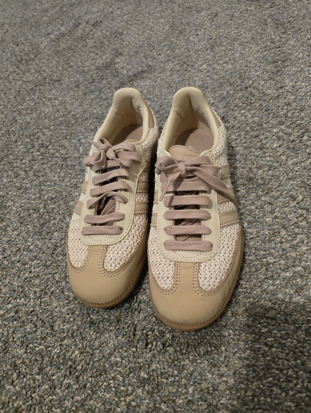 Adidas Women’s Beige Knit Lace-Up Sneakers - Picture 2 of 4